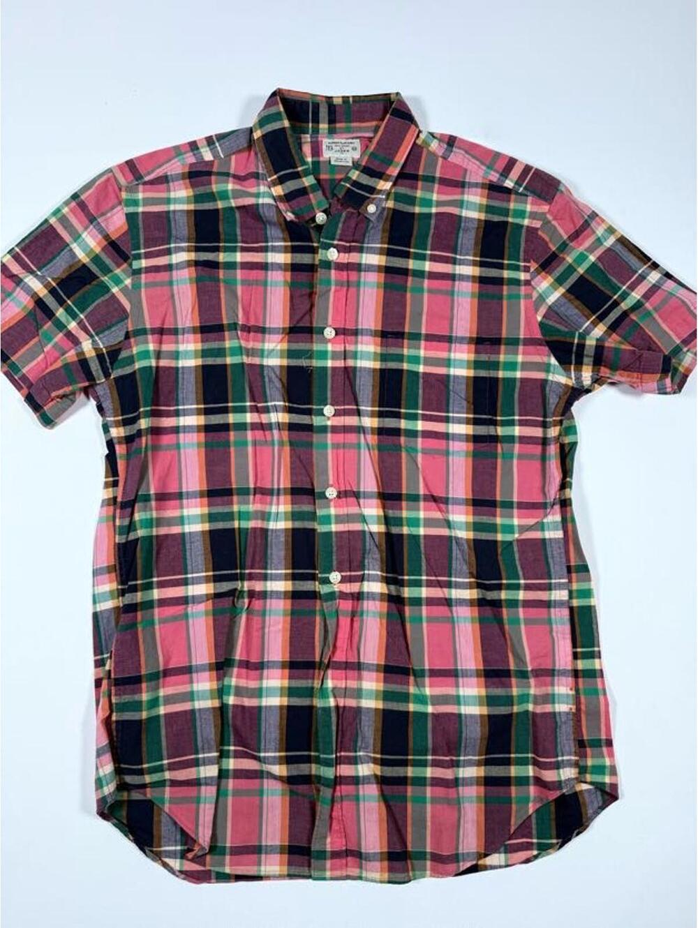J.Crew Men's Short Sleeve Button-Down Plaid Shirt 100% Cottn